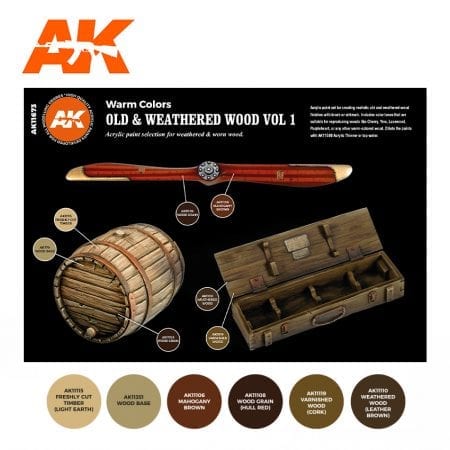AK Interactive 3rd Gen Acrylics Paint set - Old & Weathered Wood Vol. 1 - Image 2