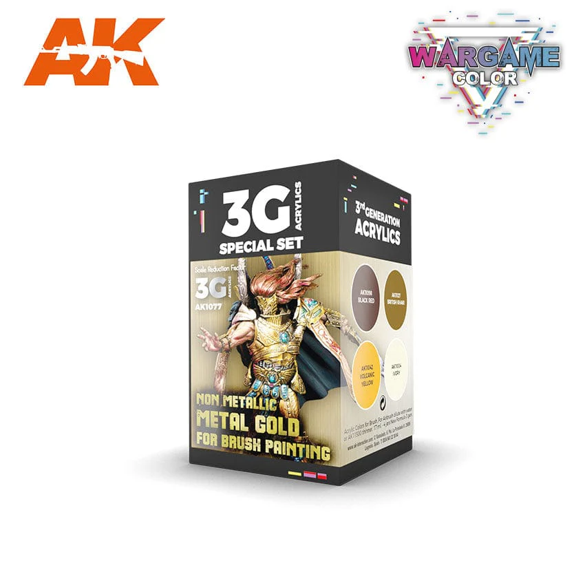 AK Interactive 3rd Gen Acrylics Wargame Color set - NMM Non-Metallic Metal GOLD