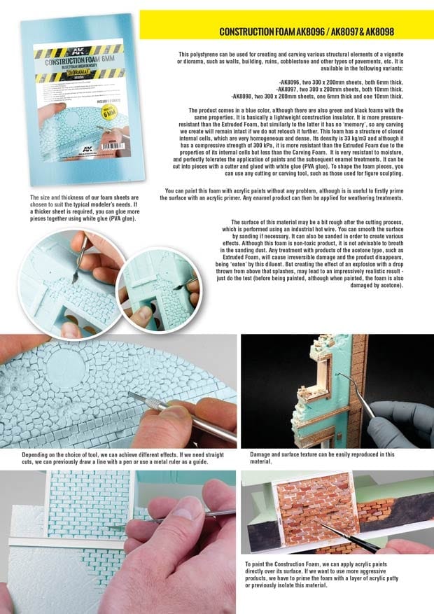 AK Interactive Construction Foam 6mm & 10mm - High Density Foam 195 X 295mm (2 sheets) - Image 2