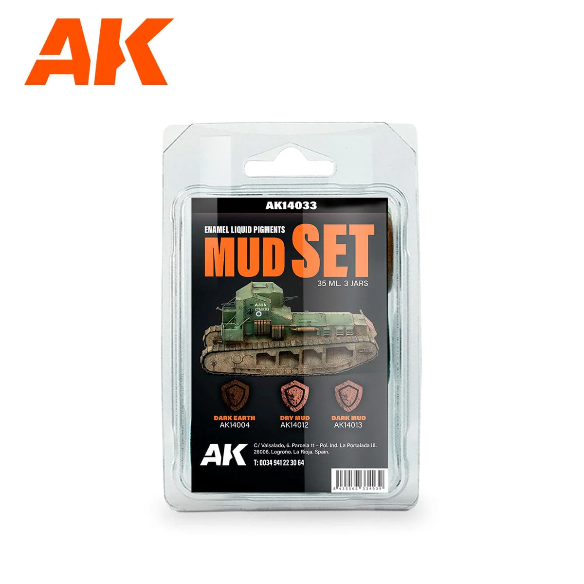 AK Interactive Enamel Liquid Pigment Mud set 35ml  (3 ref)