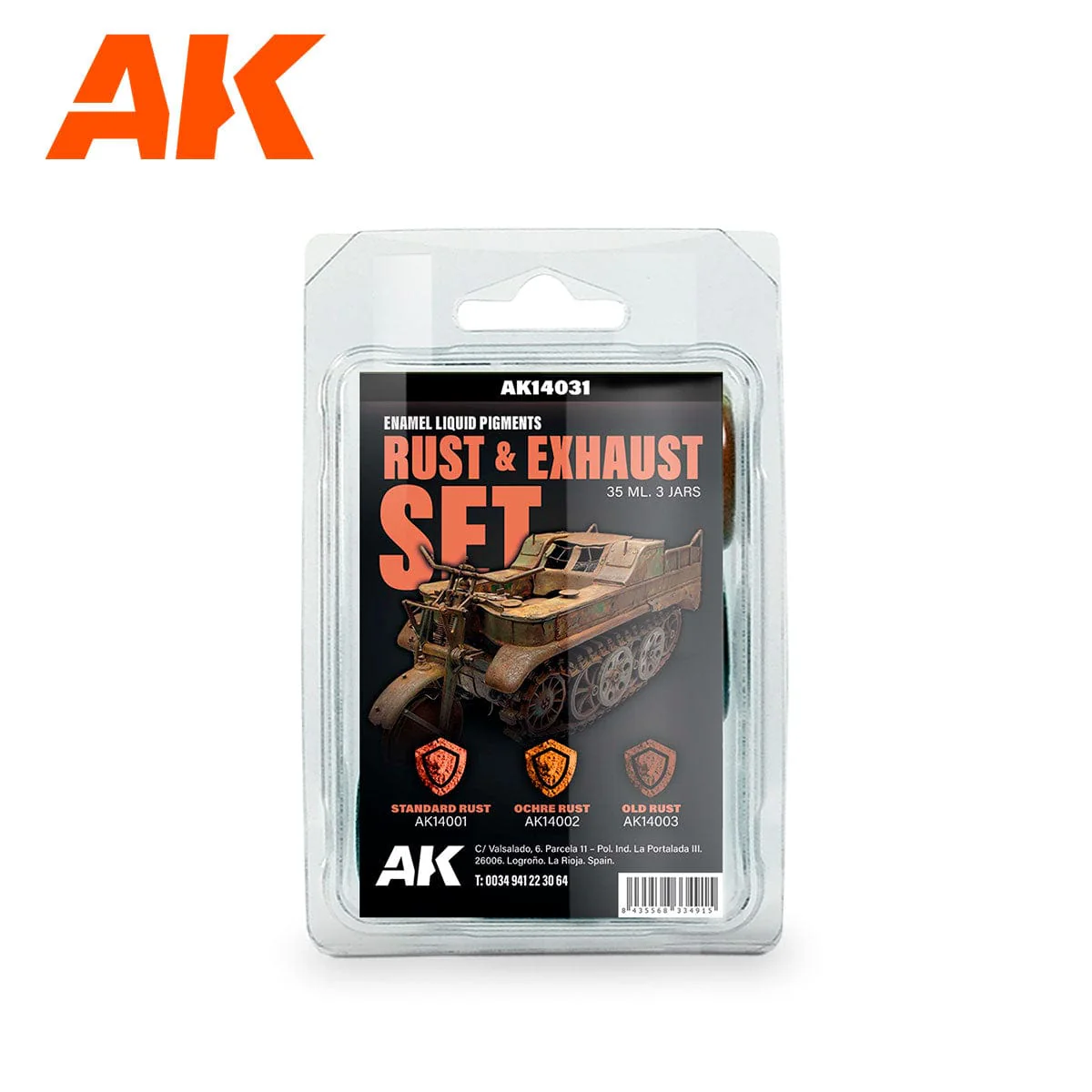 AK Interactive Enamel Liquid Pigment Rust & Exhaust set 35ml  (3 ref)