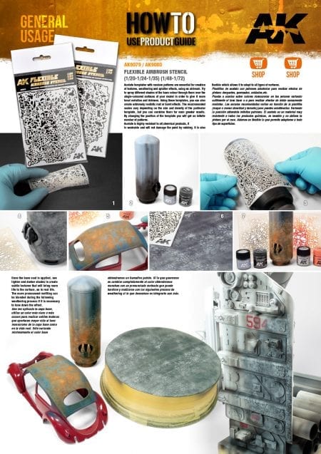AK Interactive Flexible Airbrush Stencil for Weathering, Camouflage and Organics 1/20, 1/24, 1/35 - Image 2