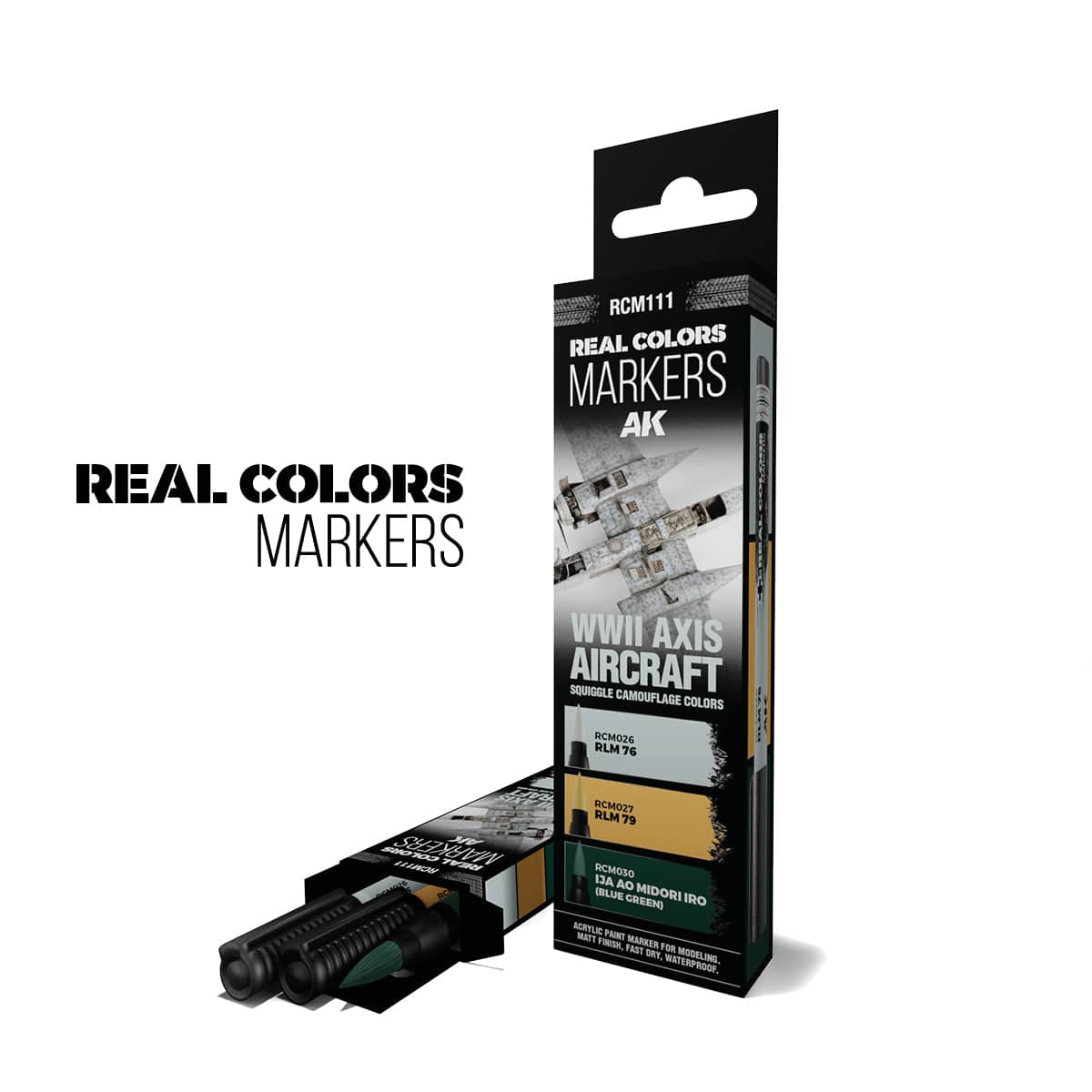 AK Interactive Real Colors Markers Set x3 - WWII Axis Aircraft Squiggle Colors