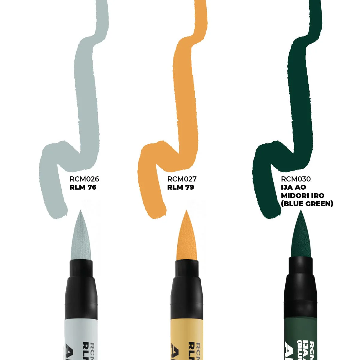 AK Interactive Real Colors Markers Set x3 - WWII Axis Aircraft Squiggle Colors - Image 2