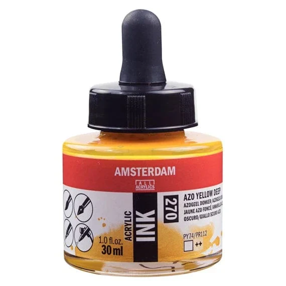 Amsterdam Acrylic Inks 30ml - Azo Yellow Deep