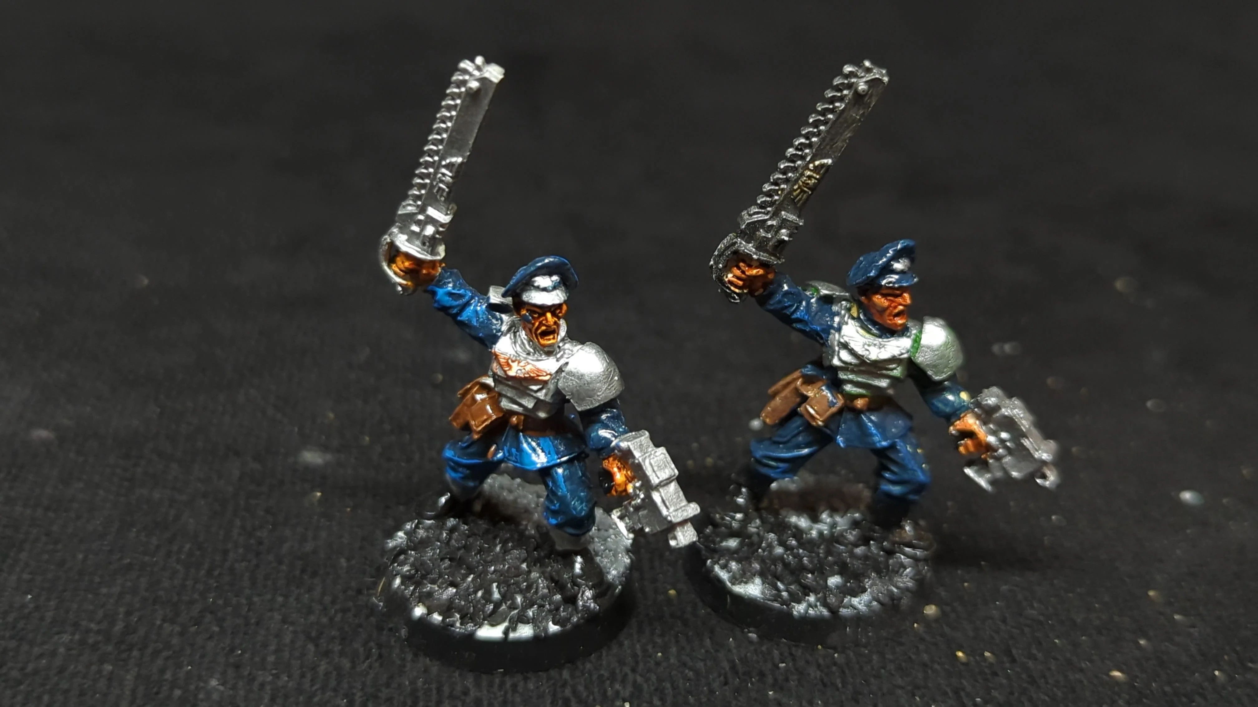 Warhammer 40k Astra Miltarum Cadian Officers with Chainword x2 OOP Painted