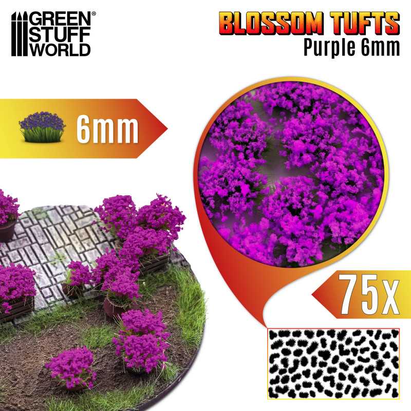 GSW Blossom Tufts 6mm - Purple Flowers x75