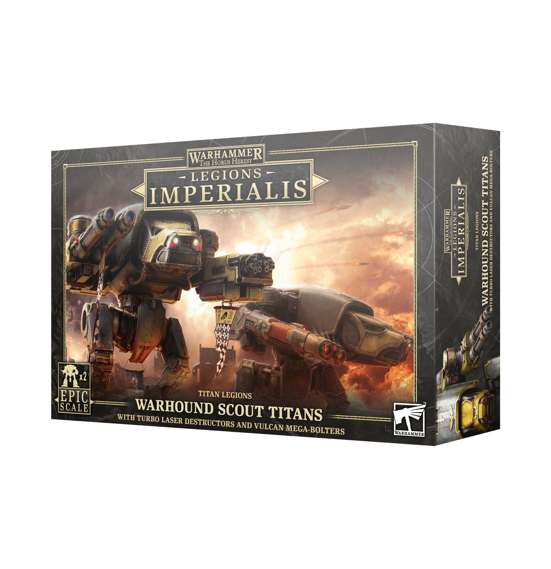 Legions Imperialis Warhound Scout Titans with Turbo Laster Destructors and Vulcan Mega-Boulters