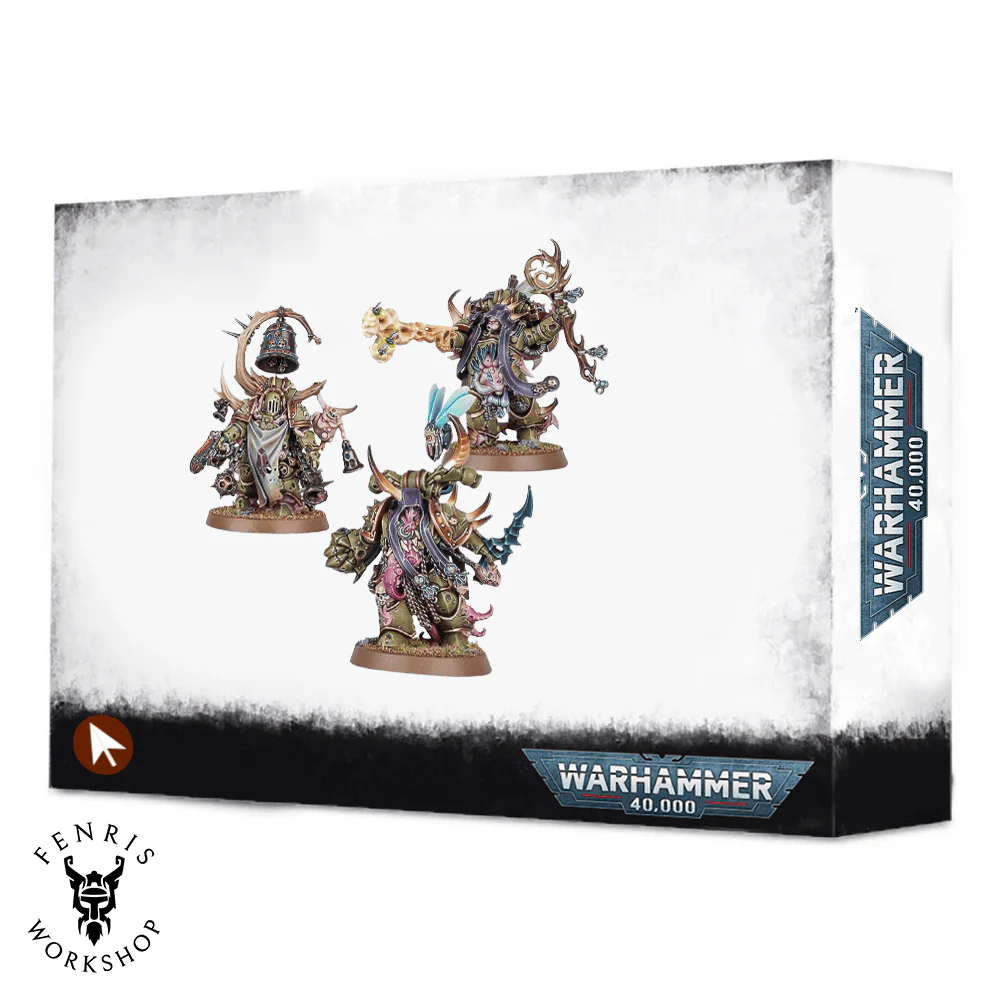 Death Guard Malignant Plaguecaster, Noxious Blightbringer and Plague Marine Champion/ Chosen of Mortarion
