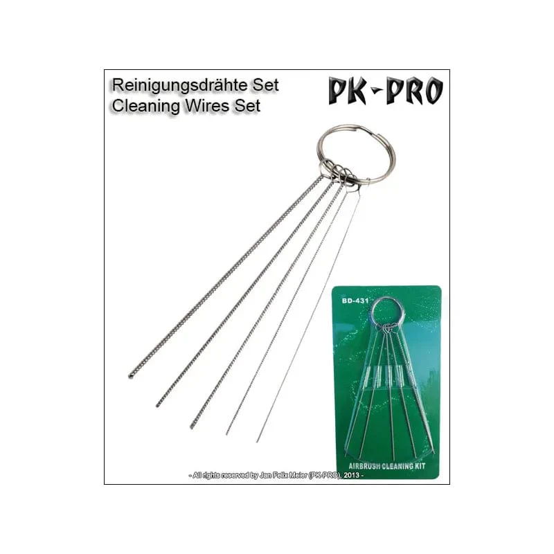 PK-PRO Airbrush Maintenance Tools - Nozzle Cleaning Wires x5