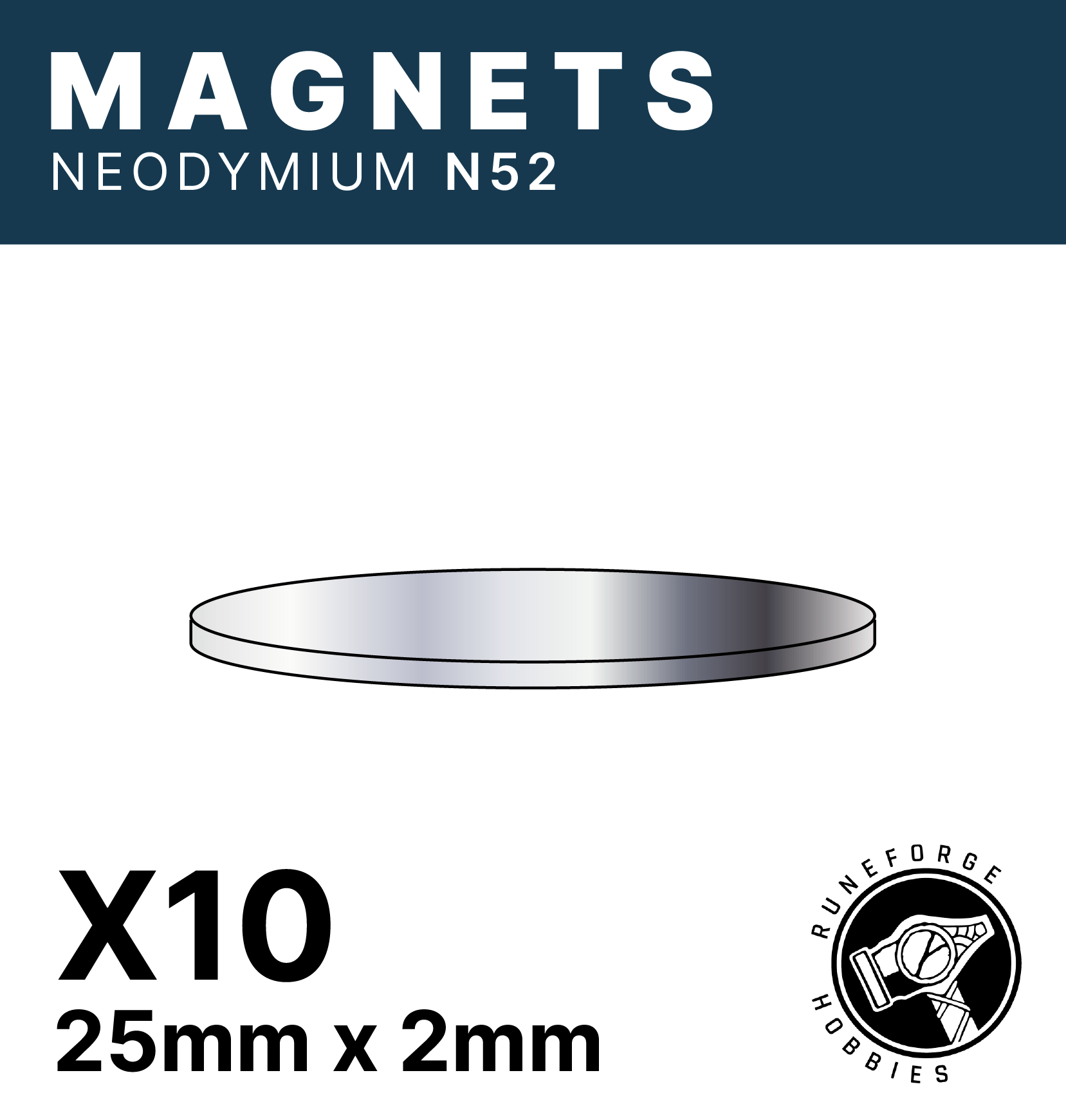 Runeforge Hobbies - N52 Magnets - 25*2mm x10