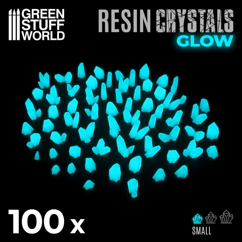 GSW Resin Crystals GLOW IN THE DARK - Small AQUA TURQUOISE x100