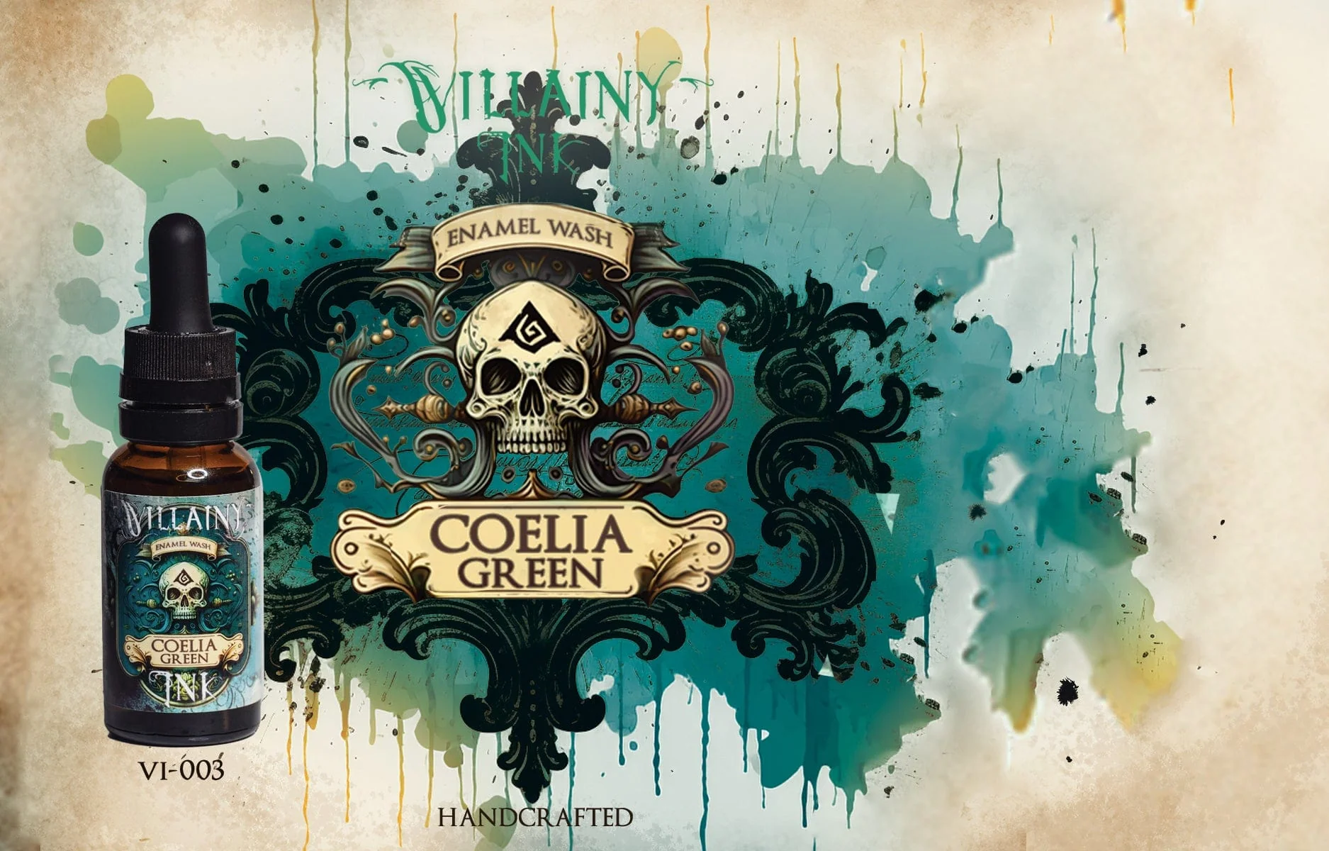 Villainy Inks Phase I - Handcrafted Enamel Washes 30ml - Coelia Green - Image 2