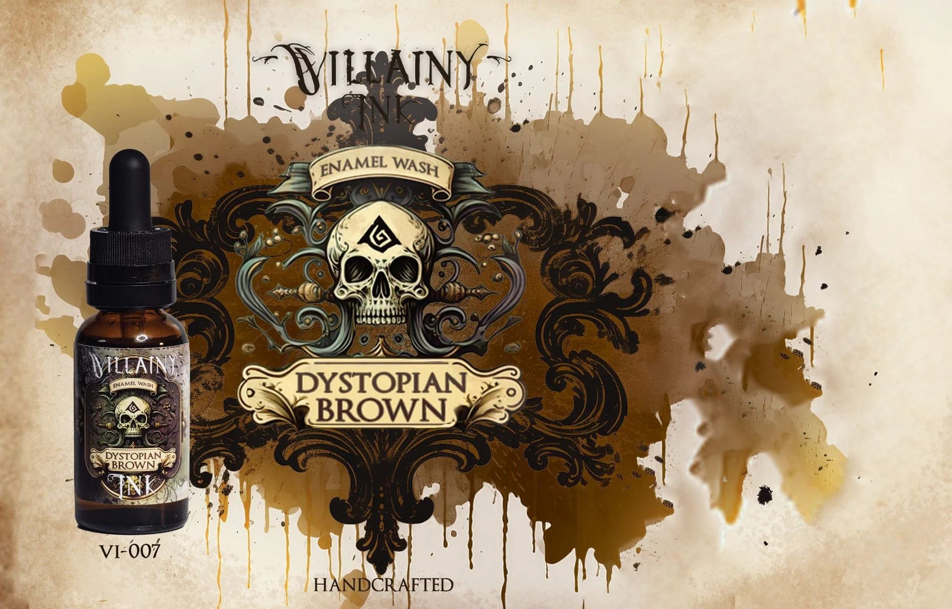 Villainy Inks Phase I - Handcrafted Enamel Washes 30ml - Dystopian Brown - Image 2